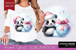 Panda Pastel Christmas Round Tshirt Background Coquette Xmas Product Image 1