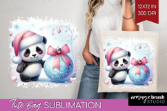 Panda Pastel Christmas Tote Bag Coquette Xmas Tote Bag PNG Product Image 1