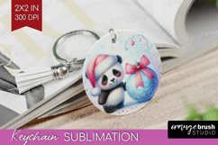 Panda Pastel Christmas Keychain PNG Coquette Xmas Keychain Product Image 1