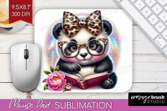Panda Reading Mouse Pad Sublimation Book Lover Mousepad PNG Product Image 1