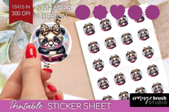 Panda Reading Round Sticker Book Lover Printable Sticker Product Image 1
