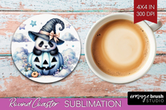 Panda Halloween Round Coaster Coquette Coaster PNG Product Image 1