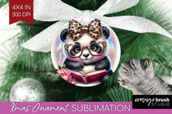 Panda Reading Ornament PNG Book Lover PNG Sublimation Product Image 1