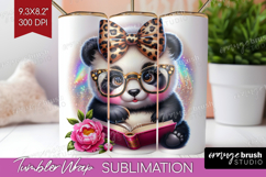 Panda Reading Tumbler Wrap Book Lover Tumbler PNG Product Image 1