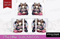 Panda Reading Mug Wrap Book Lover Mug PNG Sublimation Product Image 1