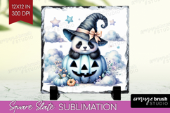 Panda Halloween Slate PNG Coquette Square Slate Sublimation Product Image 1