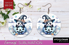 Panda Halloween Round Earrings Coquette PNG Sublimation Product Image 1