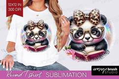 Panda Reading Round Tshirt Background Book Lover PNG Product Image 1