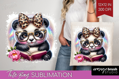 Panda Reading Tote Bag Book Lover Tote Bag PNG Sublimation Product Image 1