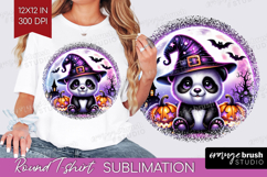 Panda Halloween Round Tshirt Background Cute Animal PNG Product Image 1