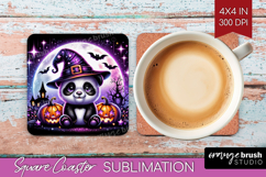 Panda Halloween Square Coaster Cute Animal Coaster PNG Product Image 1