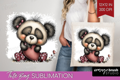 Panda Valentine Tote Bag Whimsical Animal Tote Bag PNG Product Image 1
