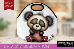 Panda Valentine Lunch Bag Whimsical Animal Lunch Bug PNG Product Image 1