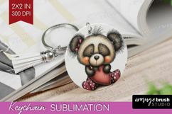 Panda Valentine Keychain PNG Whimsical Animal Keychain Product Image 1