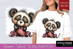 Panda Valentine Square Tshirt Background Whimsical Animal Product Image 1