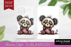 Panda Valentine Phone Case PNG Whimsical Animal Case PNG Product Image 1