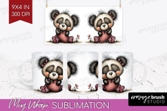Panda Valentine Mug Wrap Whimsical Animal Mug PNG Product Image 1