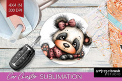 Panda Valentine Car Coaster Whimsical Animal Coaster PNG Product Image 1