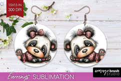 Panda Valentine Round Earrings Whimsical Animal PNG Product Image 1