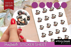 Panda Valentine Round Sticker Whimsical Animal Printable Product Image 1