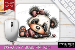 Panda Valentine Mouse Pad Sublimation Whimsical Animal Product Image 1
