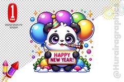 Happy New Year Clipart - Panda PNG File Product Image 1