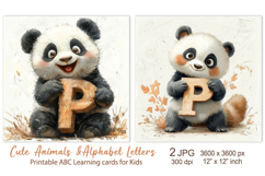 Cute Panda, Baby Animal Alphabet Letters ABC Printable cards Product Image 1