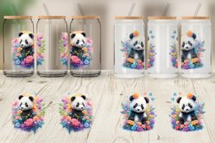 Panda and Flower Glass Can Wraps Product Image 3