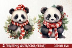 Panda Christmas Sublimation Clipart, Panda Christmas Clipart Product Image 1