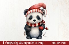 Panda Christmas Sublimation Clipart, Panda Christmas Clipart Product Image 1