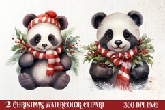 Panda Christmas Sublimation Clipart, Panda Christmas Clipart Product Image 1