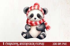 Panda Christmas Sublimation Clipart, Panda Christmas Clipart Product Image 1