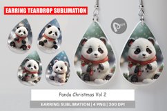 Earring teardrop sublimation design Panda Christmas Product Image 1