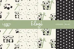 Panda digital paper collection with bamboo and coordinating patterns