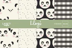 Panda digital paper collection with cute faces and coordinating patterns