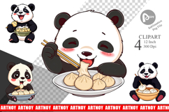 Panda with Dumplings Clipart Product Image 1