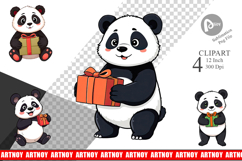 Gift Panda Clipart Product Image 1