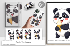 Digital Paper Panda with Ice Cream Product Image 1