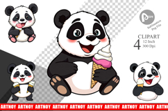 Panda with Ice Cream Clipart Product Image 1