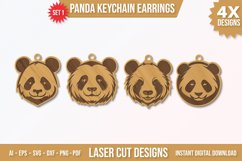 Panda Keychain Laser Cut SVG Template, Panda Earrings Product Image 1