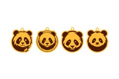 Round Shape Panda Faces Keychain Laser Cut Template Designs Product Image 2