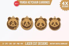 Round Shape Panda Faces Keychain Laser Cut Template Designs Product Image 1