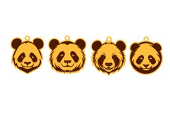 Panda Keychain Laser Cut SVG Template, Panda Earrings Product Image 2