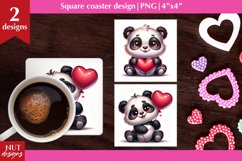 Loving Panda coaster sublimation Valentines coaster designs Product Image 1