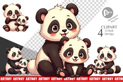 Panda Mother&#039;s Day Clipart Product Image 1