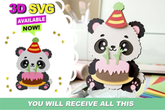 Panda day party 3D SVG Product Image 1