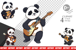 Guitar Panda Clipart Product Image 1