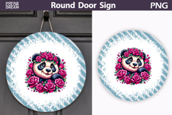 Panda Floral Round Sign | Mothers Day Sublimation Product Image 1