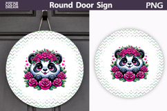 Panda Floral Round Sign | Mothers Day Sublimation Product Image 1