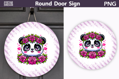 Panda Floral Round Sign | Mothers Day Sublimation Product Image 1